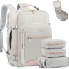 71cPWIae4RL._AC_SL1500_.jpg LOVEVOOK Carry on Travel Backpack, 40L Waterproof Large 17inch Laptop Luggage Daypack as Personal Item Flight Approved, Business Weekender Overnight with 3 Packing Cubes, Light gray-Pink