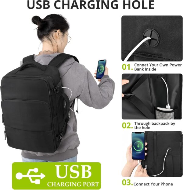71czUNKmVL._AC_SL1500_.jpg Travel Backpack for Women Men,Travel Laptop Backpack w/USB Charging Port, Waterproof Travel Backpack Carry On Flight Approved,Weekender Business Hiking Bag,Laptop Backpack 15.6 inch