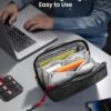 tomtoc Electronic Organizer Accessory Pouch for MacBook Charger, Cables, Power Bank, Hard Drive, Cords, Water-resistant Storage Bag with Removable Card Slots for USB Adapter, Memory Card, Black