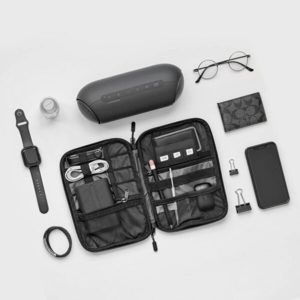 BAGSMART Electronics Travel Organizer Case, Tech Accessories Cord Storage Bag for Phone, Power Bank, SD Card, Cables, Black