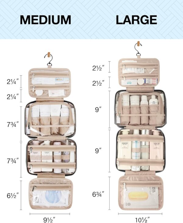 BAGSMART Toiletry Bag Hanging Travel Makeup Organizer with TSA Approved Transparent Cosmetic Bag Makeup Bag for Full Sized Toiletries, Medium-Black