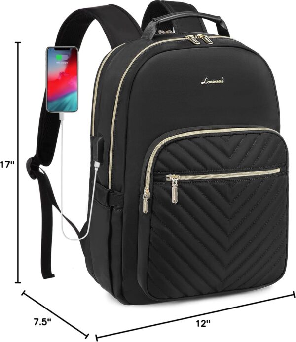 71dtBpZQM6L._AC_SL1500_.jpg LOVEVOOK Laptop Backpack Purse for Women, Work Travel Computer Bags, College School Backpack for Student Girl, Quilted Casual Daypack with USB Port, Fit 15.6 Inch Laptop, Black
