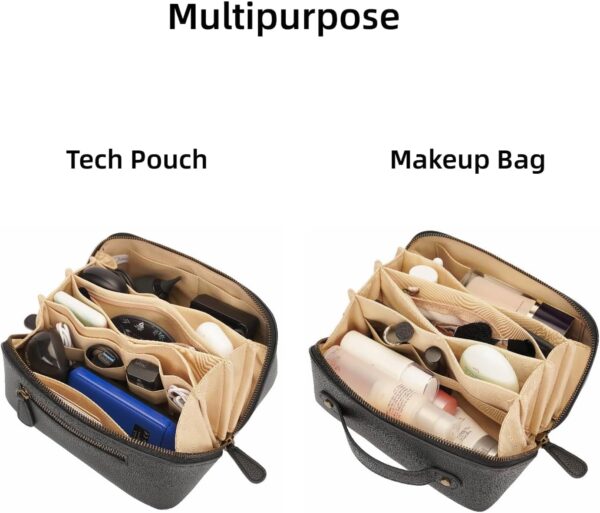 71eD0AmeuL._AC_SL1500_.jpg Electronic Organizer Travel Case, Portable Waterproof PU Leather Tech Pouch, Accessories Storage Bag, Compact Travel Cord Organizer for Cable, Charger, Phone, Earbuds (3L Black)