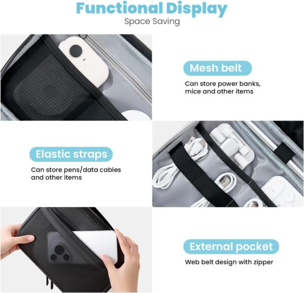 71eJWyzGN0L._AC_SL1500_.jpg Electronics Organizer Bag, Portable Cable Organizer Case Travel Electronic Accessories Storage Case - Travel storage bag for Cables, Chargers, Phone, SD Cards - Black