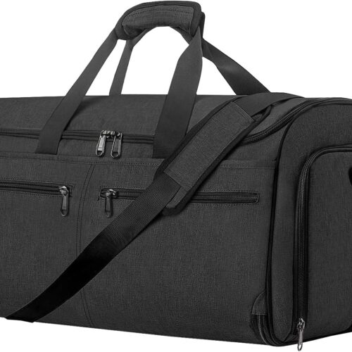 71ecYhS7efL._AC_SL1500_.jpg Garment Duffle Bags for Travel, Bukere Convertible Carry on Garment Duffel Bag for Men Women, Shoe Compartment, 2 in 1 Hanging Dress Suitcase Suit Travel Bags, Midnight Grey