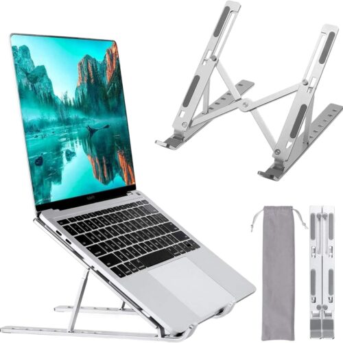 71efQQkFiaL._AC_SL1500_.jpg Laptop Stand for Desk, 7 Levels Adjustable Height, Foldable Aluminium Laptop Holder for 9–15.6 Inch Laptops, Tablets and Notebooks, Ergonomic Riser for Office, Home, Travel Use