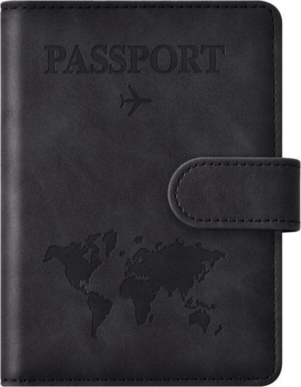 71frQGU3o5L._AC_SL1500_.jpg Eoehro Passport Holder for Travel Essentials, Passport Wallet Cover Case for Travel Must Haves Accessories,Passport Book Holders for Women and Men(black)