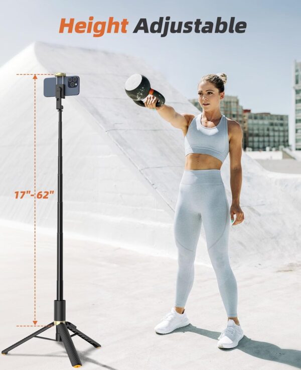 62" Phone Tripod & Selfie Stick, Tripod for iPhone with Remote, All-in-1 Cell Phone Stand, Portable, Lightweight Extendable for Selfies Video Recording Vlog, Compatible with iPhone Android