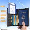 Slohif Initial Passport Holder Cover Wallet Case for Travel Women - Leather Letter Passport Book Family Multiple Personalized Organizer Card Slots Protector Sleeve Essentials Slim Carrier Black M