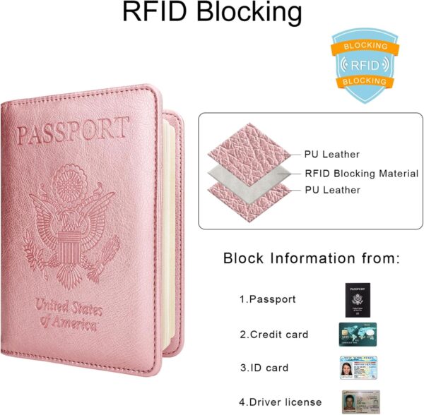 71gVhBh6RL._AC_SL1500_.jpg WALNEW Passport Holder for Travel, RFID Passport Cover Wallet for Women Men, PU Leather Passport Book Card Holder Case with Pen, Travelling Essentials for Flying