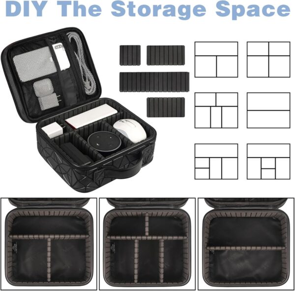 71h0QaVKFcL._AC_SL1500_.jpg MATEIN Cable Organizer Bag, Waterproof Travel Electronic Storage with Adjustable Divider, Shockproof Portable Double Layer Tech Bag Carrying Case for Cord, Earbuds, Charger, SD Card, DJ Gifts, Black