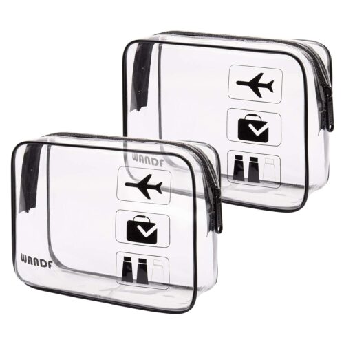 71h7viau7lL._SL1500_.jpg TSA Approved Clear Travel Toiletry Bag wih Zippers Carry-on Travel Accessories Quart Size Toiletries Cosmetic Pouch Makeup Bags for Men and Women (2 pcs)