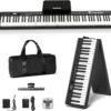 71hEM1ECTML._AC_SL1500_.jpg Portable Piano Keyboard, Semi-Weighted Folding Digital Piano 88 Key, Full Size, Wood Grain, Electric Piano Keyboard w/MIDI Bluetooth, Suitable for Adult, Toddler, Kids