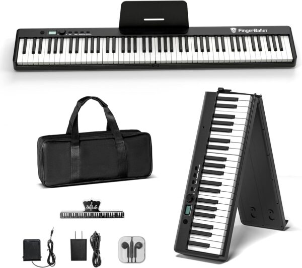 71hEM1ECTML._AC_SL1500_.jpg Portable Piano Keyboard, Semi-Weighted Folding Digital Piano 88 Key, Full Size, Wood Grain, Electric Piano Keyboard w/MIDI Bluetooth, Suitable for Adult, Toddler, Kids