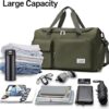 Travel Duffel Bag with Shoes Compartment Sports Gym Bag with Dry Wet Separated Pocket for Men and Women, Overnight Bag Weekender Bag Training Handbag Yoga Bag - Olive Green