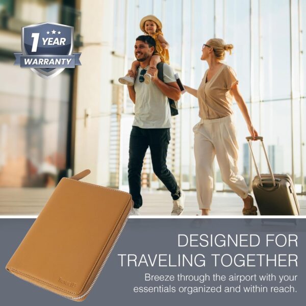 71hR3X-dAmL._AC_SL1500_.jpg Full Grain Leather Family Passport Holder for 2-4 Passports - RFID Passport Holder and Travel Document Organizer - Large Leather Travel Wallet for Couples and Families - Camel