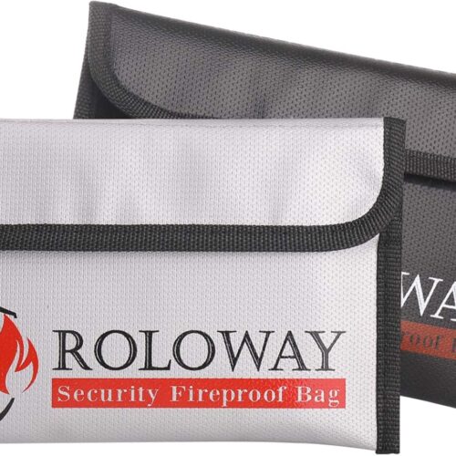 71hXUbZ5pVL._AC_SL1500_.jpg ROLOWAY Small Fireproof Bag (5 x 8 inches), Non-itchy Fireproof Money Bag for Cash, Valuables, Passport, Currency & Keys (2-Pack)