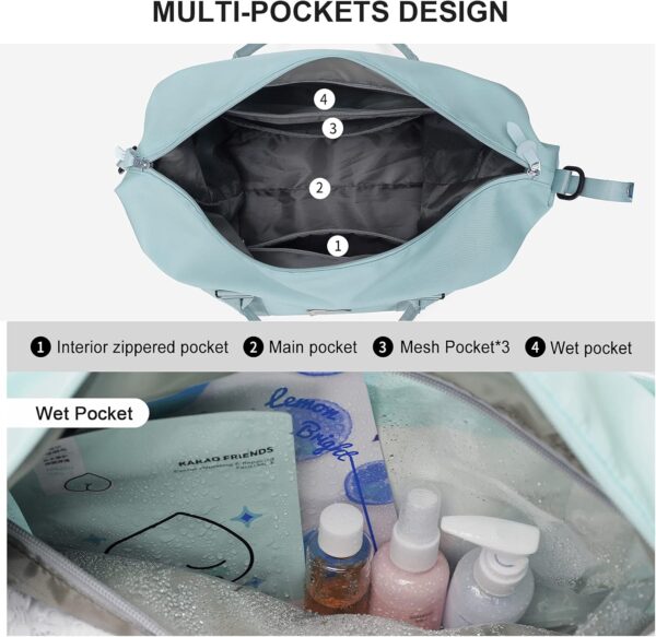 71hhMxW-J2L._AC_SL1500_.jpg Sport Travel Duffle Bag Large Gym Tote Bag for Women, Weekender Carry on Bag for Airplane, Ladies Beach Overnight Bag Waterproof Luggage Bag with Wet Pocket