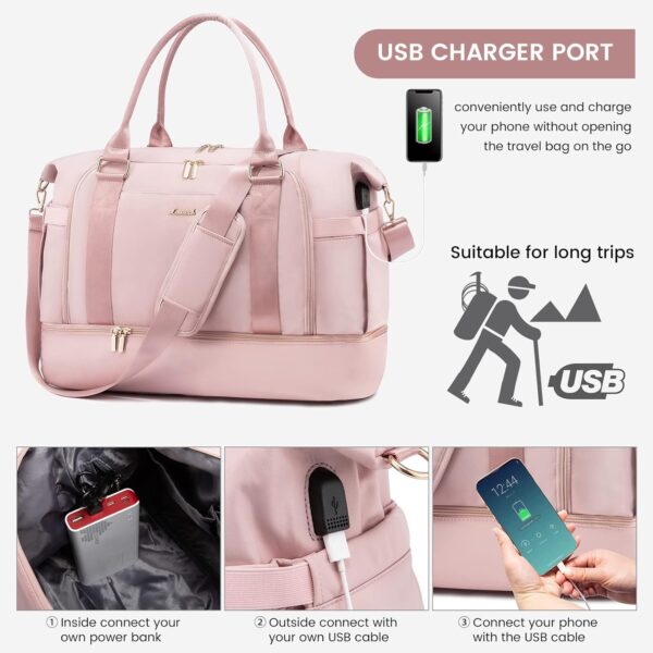 Gym Bag LOVEVOOK Travel Duffel Bag with USB Charging Port,Weekender Bags for Women with Shoe Compartment,Carry on Overnight Bag with Toiletry Bag,Hospital Bags for Labor and Deliver