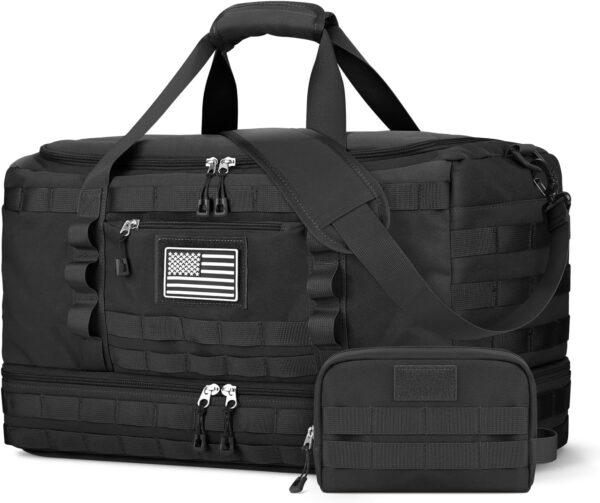 71iM3AO2L._AC_SL1500_.jpg ETRONIK Travel Bag for Men Women, Gym Bag & Tactical Duffle Bags for Travel, Carry on with Toiletry Bag and Shoe Compartment, Weekender Overnight Trip with Wet Pocket for Workout Medical, Black