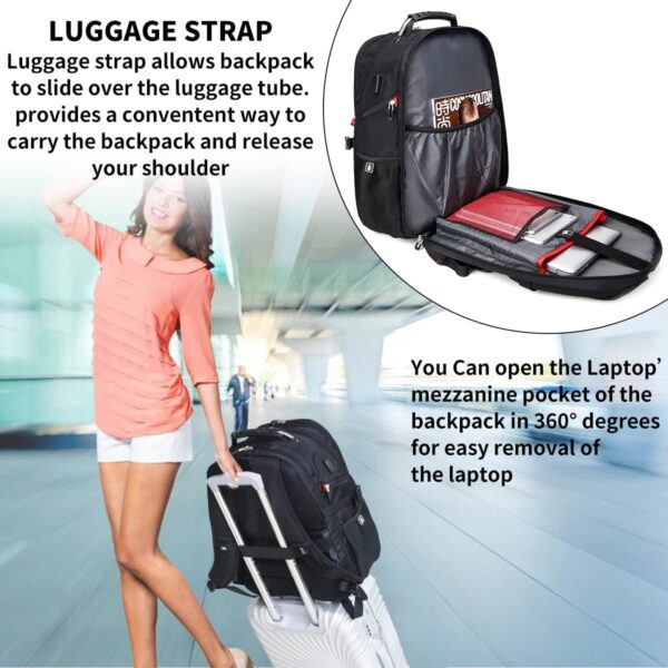 71iNPbtCVkL._AC_SL1200_.jpg SHRRADOO Extra Large 50L Travel Laptop Backpack with USB Charging Port, College Backpack Airline Approved Business Work Bag Fits 17 Inch Computer for Men Women