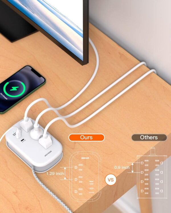 71iQCtlwDYL._AC_SL1500_.jpg BESHON Flat Plug Power Strip, 3 Outlets with 3 USB Ports(2 USB C), Ultra Flat 3.2ft Wrapped Around Extension Cord for Cruise Ship, Travel, Dorm Room Essentials
