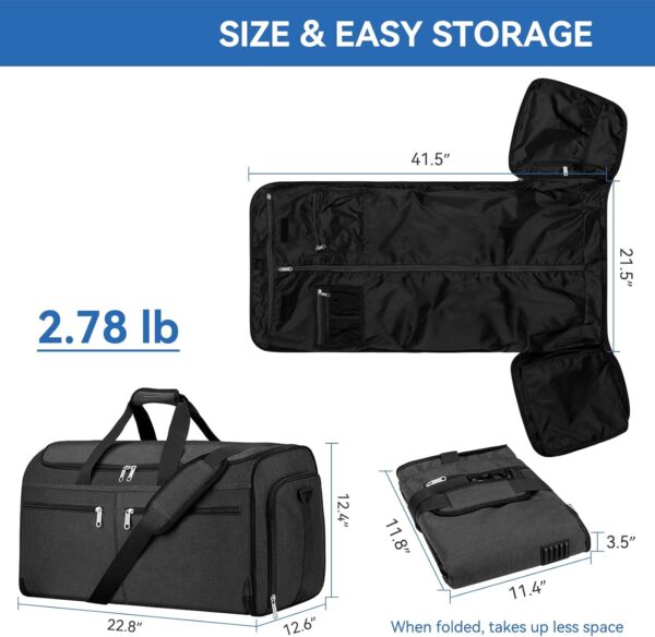 71iUvEStxCL._AC_SL1500_.jpg Garment Duffle Bags for Travel, Bukere Convertible Carry on Garment Duffel Bag for Men Women, Shoe Compartment, 2 in 1 Hanging Dress Suitcase Suit Travel Bags, Midnight Grey