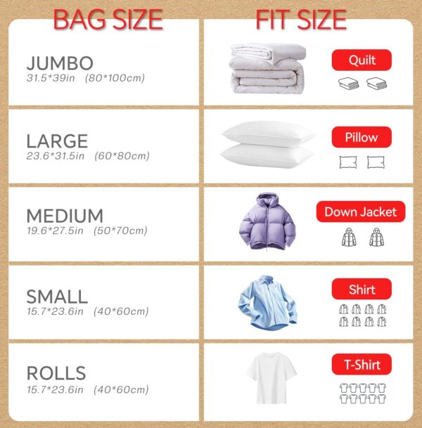 71iXP-GQ5vL._AC_SL1500_.jpg Vacuum Seal Bags for Clothing, 22 Pack Vacuum Storage Bags (4 Jumbo, 4 Large, 4 Medium, 6 Small, 4 Roll) for Clothes Comforters, Travel Space Saver Bag with Compact Electric Pump (2025 Upgrade)
