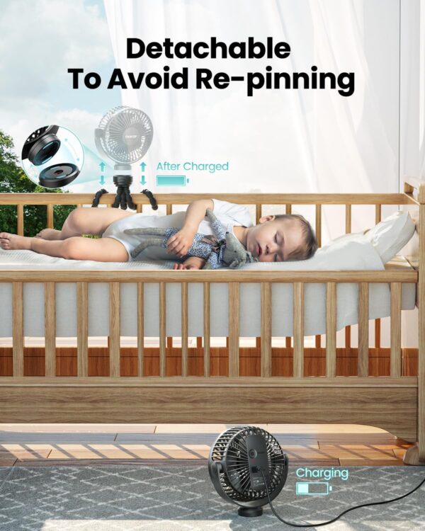 71ic7jxeiFL._AC_SL1500_.jpg Gaiatop Mini Portable Stroller Fan, Battery Operated Small Clip on, Detachable 3 Speed Rechargeable, 360° Rotate Flexible Tripod Better Cooling for Car Seat Crib Treadmill Travel Black