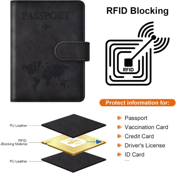 71j6YhdP6DL._AC_SL1500_.jpg Eoehro Passport Holder for Travel Essentials, Passport Wallet Cover Case for Travel Must Haves Accessories,Passport Book Holders for Women and Men(black)