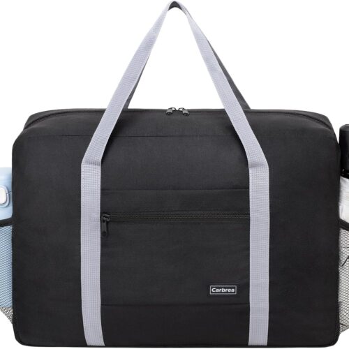 71j76ZTpKJL._AC_SL1500_.jpg Personal Item Bag for Airlines – Foldable Travel Bag 18x14x8 Small Duffle Bag for Spirit Frontier Weekender Overnight – Black