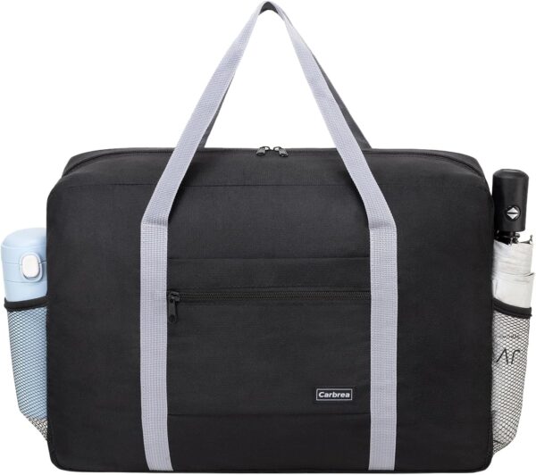 71j76ZTpKJL._AC_SL1500_.jpg Personal Item Bag for Airlines - Foldable Travel Bag 18x14x8 Small Duffle Bag for Spirit Frontier Weekender Overnight - Black