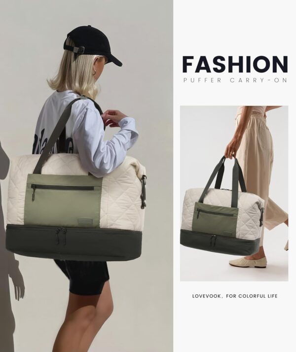 71jOA65bZXL._AC_SL1500_.jpg LOVEVOOK Weekender Bags for Women, Puffer Travel Duffel Bags for Woman, Large Hospital Bag for Women Labor Delivery with Shoe Compartment, Carry On Overnight Bag, Personal Item Travel Bag for Airplane