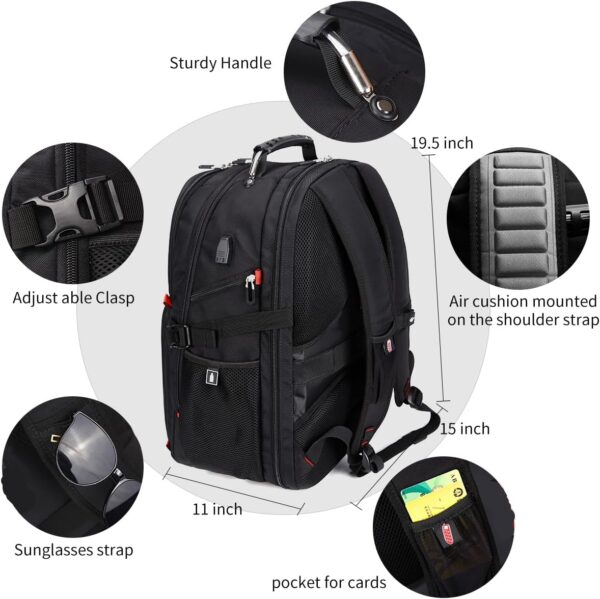 71kNE-DtL._AC_SL1200_.jpg SHRRADOO Extra Large 50L Travel Laptop Backpack with USB Charging Port, College Backpack Airline Approved Business Work Bag Fits 17 Inch Computer for Men Women