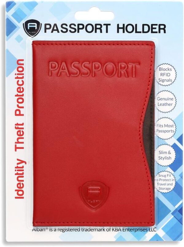 71kXTCCFNxL._AC_SL1200_.jpg Alban RFID Passport Holder Women Men RFID Blocking Travel Passport Wallet Case Genuine Leather Passport Cover porta pasaporte