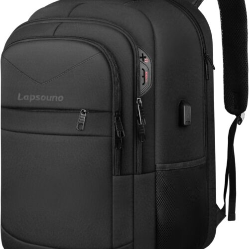 Travel Backpack, Large Carry on Backpack, 17 Inch Laptop Bag, Big Sturdy TSA-Friendly with USB Port College School Rucksack Bag, Gifts for Him Men Women, Black