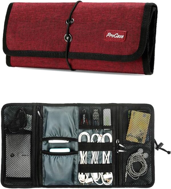 71kgjCM4yJL._AC_SL1000_.jpg ProCase Electronic Organizer Cord Pouch, Travel Cable Charger Phone Accessories Bag Organizer Roll up Tech Carrying Case for USB Cables SD Memory Cards Earphone Flash Hard Drive