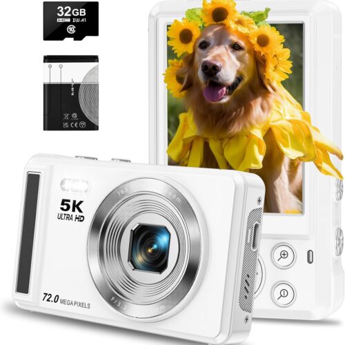 71ktXtJlTGL._AC_SL1500_.jpg 5K Digital Camera – 72MP Digital Cameras with 16X Zoom for Kids’ Gifts – Autofocus Point and Shoot Digital Camera for Photography – UHD 2.8” Screen Compact Portable Camera with 32GB SD Card