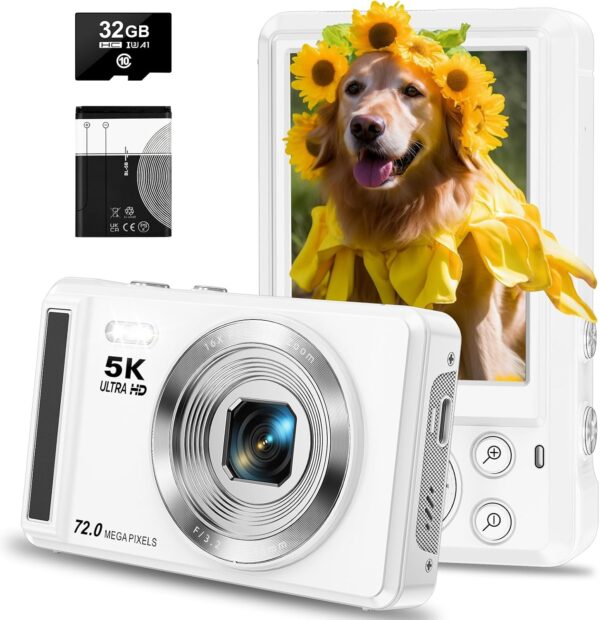 71ktXtJlTGL._AC_SL1500_.jpg 5K Digital Camera - 72MP Digital Cameras with 16X Zoom for Kids' Gifts - Autofocus Point and Shoot Digital Camera for Photography - UHD 2.8'' Screen Compact Portable Camera with 32GB SD Card