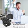 71l-6SYpGQL._AC_SL1500_.jpg MATEIN Cable Organizer Bag, Waterproof Travel Electronic Storage with Adjustable Divider, Shockproof Portable Double Layer Tech Bag Carrying Case for Cord, Earbuds, Charger, SD Card, DJ Gifts, Black