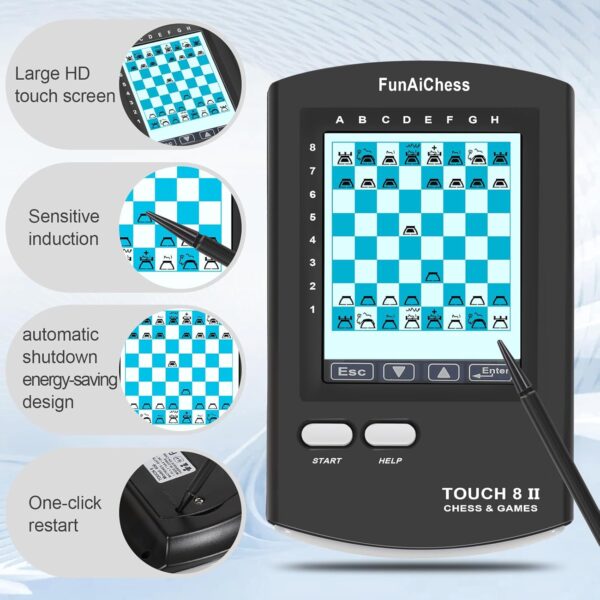 71l7LI1rMSL._AC_SL1500_.jpg Handheld Electronic Chess Board 8 in 1 Touch Chess Computer Game Ai Chess Up Smart Electronic Chess Set for Adults, Kids,and Beginners Learn and Travel with Stylus Large LCD Display Gift
