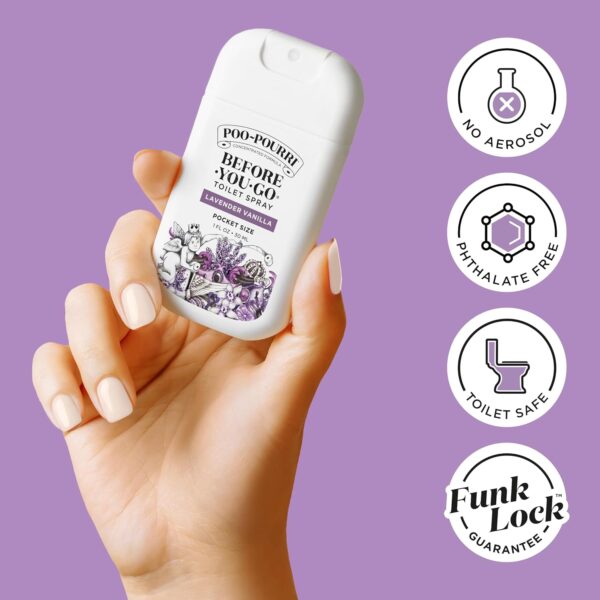 Poo-Pourri Before-You-Go Toilet Spray, Lavender Vanilla, 1 Fl Oz Pocket Travel Size - Lavender, Vanilla and Citrus