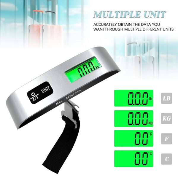 71lecE-7DQL._SL1500_.jpg Luggage Scale, 110lb Luggage Weight Scale with 4 Unit Switching Functions&LED Display, Luggage Scale Travel Digital for Weighing Luggage, Backpacks, Packages and Markets
