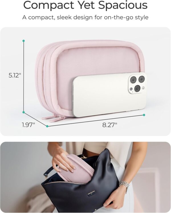 71ljSbqYUJL._AC_SL1500_-1.jpg BAGSMART Cord Organizer Travel Cable Bag, Compact Tech Electronic Organizer Travel Case, Essentials for Charger, Cable, Phone, Flash drive, Double Layers (Pink)
