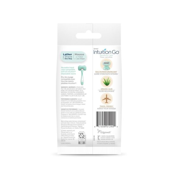 Schick Intuition Go Disposable Travel Razor for Women, 1 Count | Sensitive Skin Razors for Women, Travel Essentials, Womens Disposable Razors with Organic Aloe, Vacation Essentials