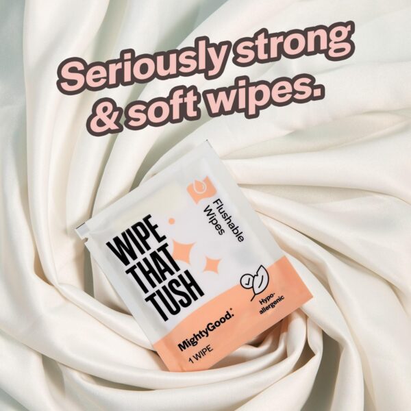 Wipe That Tush On-The-Go Flushable Wet Wipes - 1 Pack, 30 Wipes - Individually Wrapped Extra-Large Wipes with Aloe - Hypoallergenic & Unscented - Septic and Sewer Safe