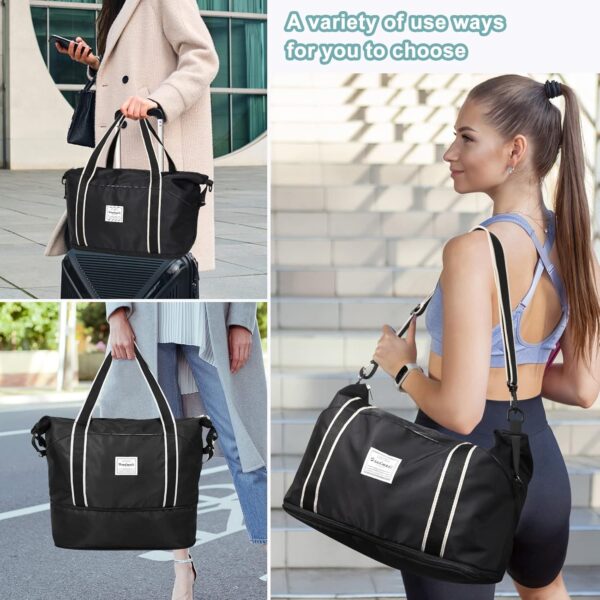 71nTBJfIdOL._AC_SL1500_.jpg DMLuna Travel Duffel Bag, Tote Sports Gym Bag, Shoulder Overnight Weekender Bag for Women & Men, Hospital bag, Expandable Duffel Bag with Trolley Sleeve/Wet Pocket