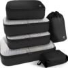 71nYMWJ4KL._AC_SL1500_.jpg HOTOR Packing Cubes for Suitcases - 6 Pieces, Light Packing Cubes for Travel, Premium Suitcase Organizer Bags Set, Space-Saving Luggage Organizers, Travel Accessories and Essentials, Black