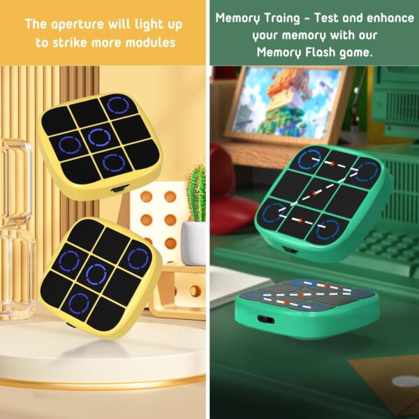 Tic Tac Toe Bolt Game, 4-in-1 Handheld Puzzle Game Console,Electronic Tic Tac Toe Game for Educational and Memory Growth, Portable Travel Games for Car Ride, Board Games for Kids and Adults(Cyan)