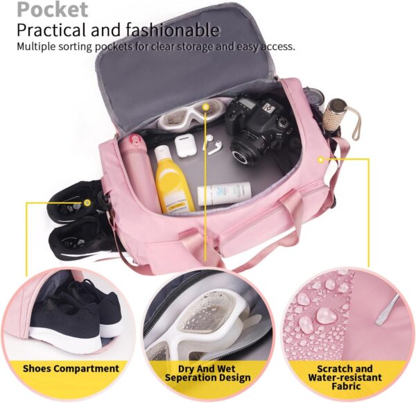 71omtVluhL._AC_SL1500_.jpg FIORETTO Women's Gym Duffle Bag with Shoes Compartment, 37L Capacity, Ideal for Travel, Gym, Sports, Duffel, Weekender